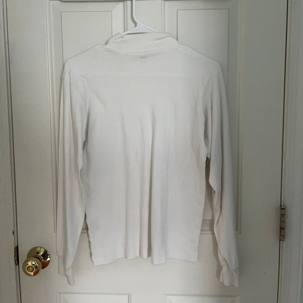 Uniqlo White Brushed Cotton Mock Neck Long Sleeve Tshirt - Picture 2 of 3